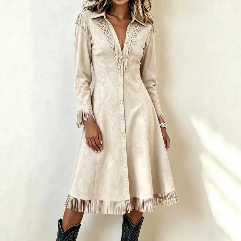 2026 Western Cowboy Suede Tassel Slim Fit Long Sleeve Coat Women Men