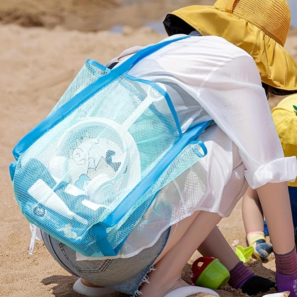 Outdoor Protable Mesh Bag Handbag Kids Toys Storage Bags Swimming Large Beach Bag For Towels Cosmetic Makeup Organizer