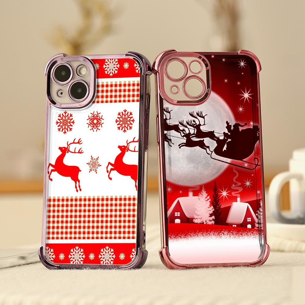 Чехлы для телефонов Ae112 Merry Christmas art с гальваническим покрытием из ТПУ для Samsung A20s A54 A12 A14 S22 S23 S24 Ultra A55 A15 S20 S21 FE с четырьмя углами защиты