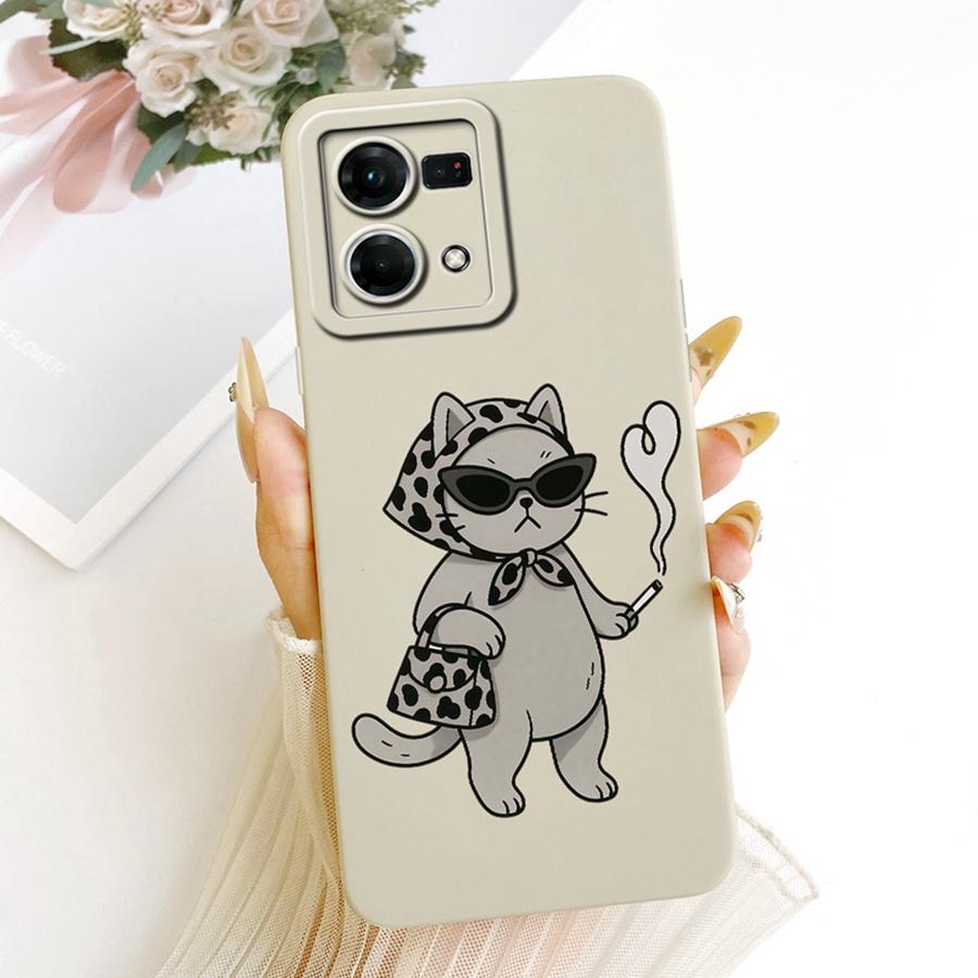 Для OPPO Reno7 Reno8 4G Чехол Защитная задняя крышка с защитой камеры цветок Бант Мягкий силикон Funda для OPPO F21 Pro Reno 7 4G Ударопрочный Capa