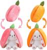 18CM Reversible Carrot Bunny Plush Toy Strawberry Bunny Pillow Stuffed Doll Fluffy Rabbit Plushies Funny Hide Seek Bunny Toy Creative Children's Gift