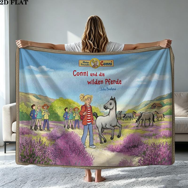 Conni Print Flannel Blanket High Quality Warm Comfortable Cover for All Seasons Perfect for Gifts Home Decor