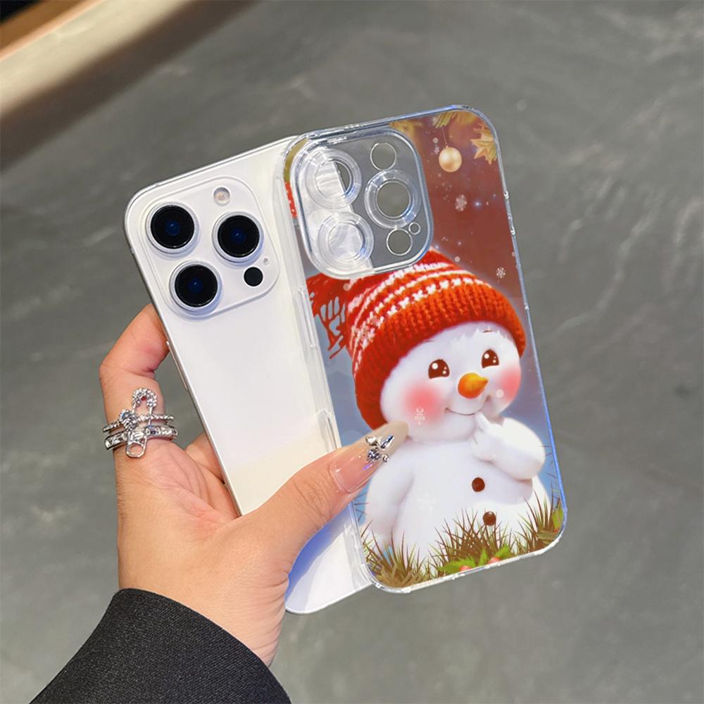 Ae110 Merry Christmas Magsafe Прозрачные чехлы для Samsung S23 S24 Ultra S20 S21 FE iPhone 16 13 15 14 Pro Max XR Магнитная беспроводная зарядка Задняя крышка