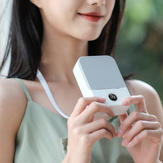 Portable Neck Fan with 3 Speed Settings Digital Display Low Noise Rechargeable Silent Air Conditioner Cooling Fan with Waist Clip