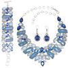 Facited Blue Lace Agate Swiss Blue Quartz Jewelry Necklace Set 16-18''