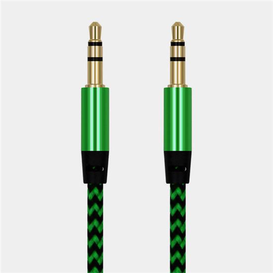 Нейлоновый Aux-кабель 1 м, штекер 3,5 мм, разъем «папа-папа», автомобильный аудиокабель, прочный и практичный шнур