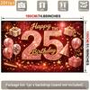 25th Birthday Red Glitter Golden Stars Balloons Gifts Confetti Fireworks Polyester Backdrop, for Party Decor Home, Club, Garden, Farm, Room