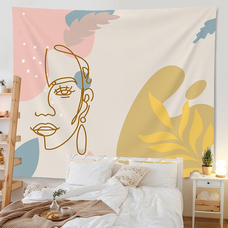 Богемный гобелен комната арт-деко фон ткань абстрактные геометрические лицо листья гобелен домашний декор