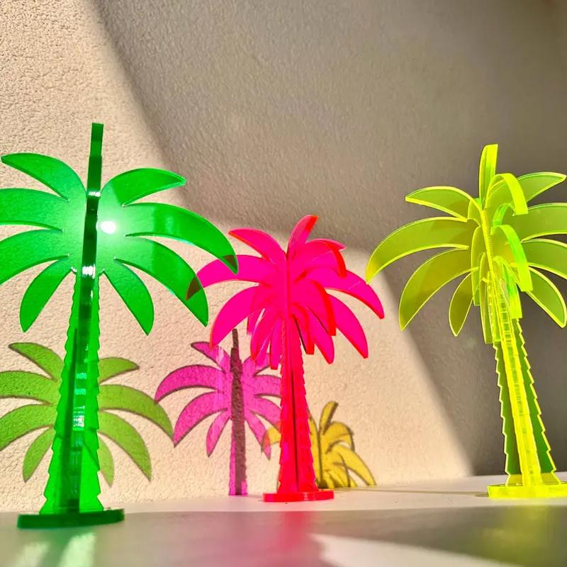 1PC Palm Tree Boho Vibrant Sculptural Decor Modern Acrylic Minimalist Decorative Space Neon Multicolour