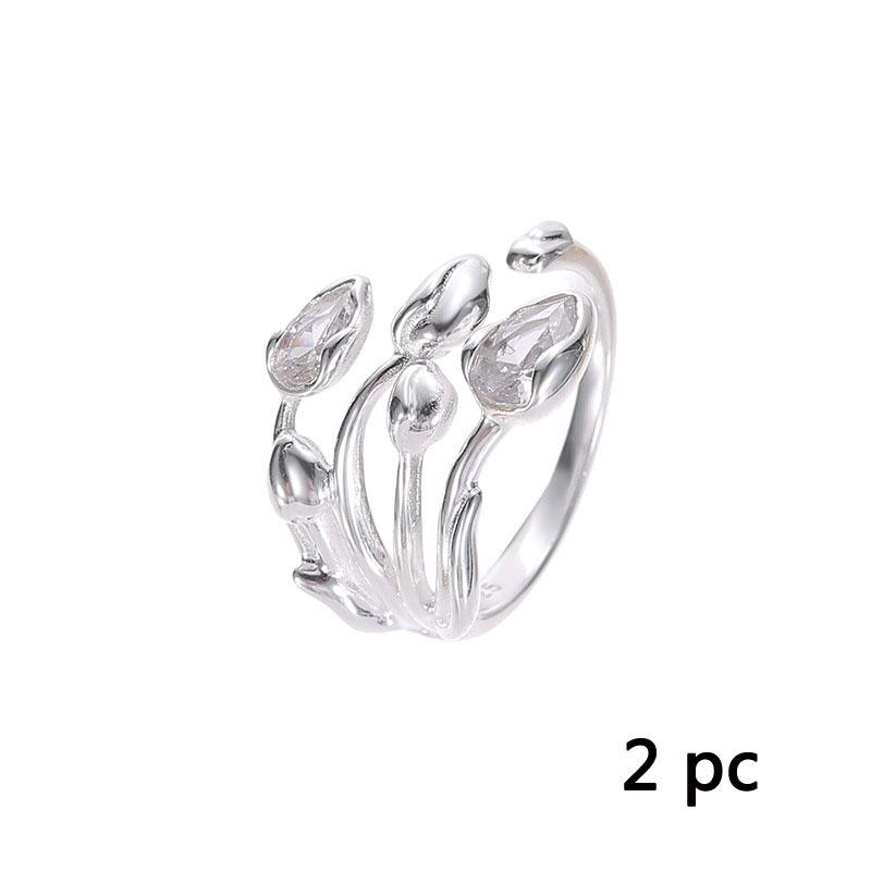 Женские кольца, маленькое свежее трехслойное кольцо с цветком тюльпана, женское кольцо Мори, холодный ветер, нежное кольцо на указательный палец, простые универсальные модели