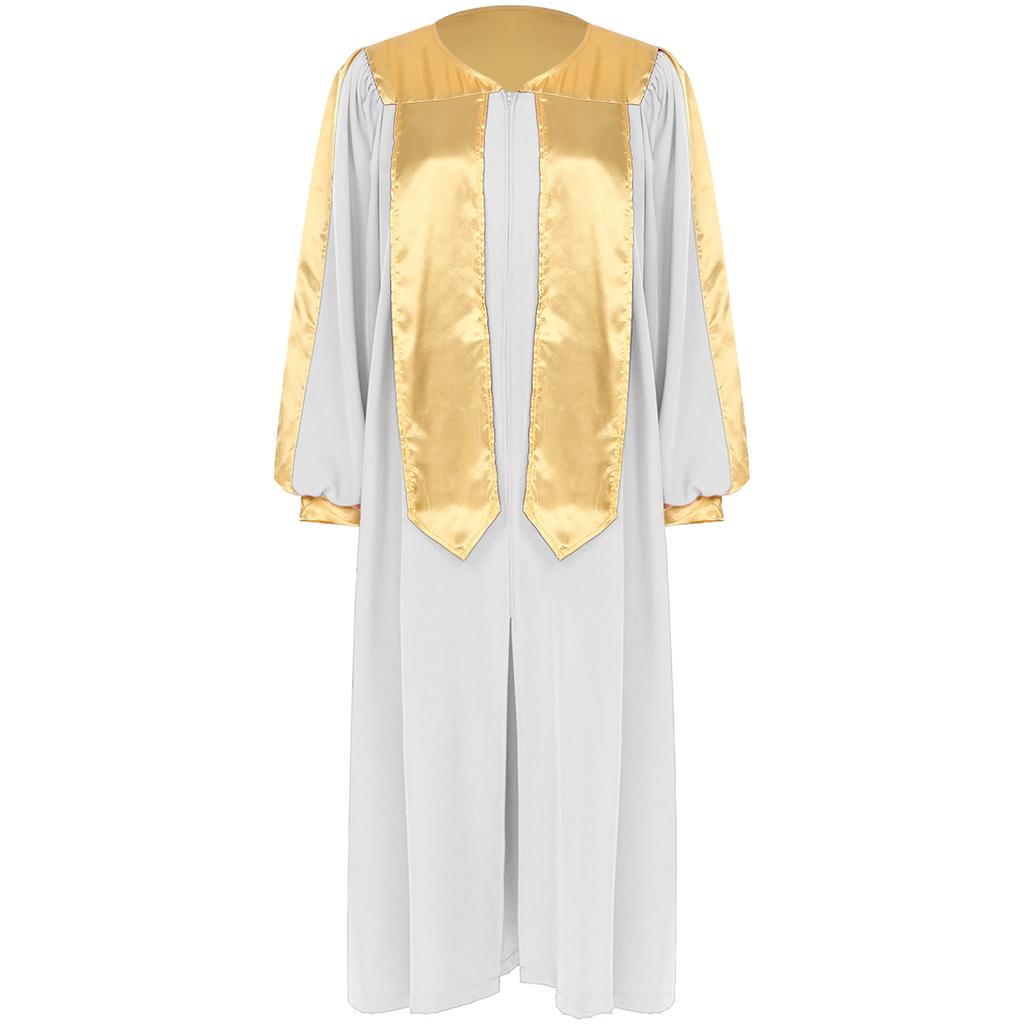 Унисекс Хоровая мантия Костюм на Хэллоуин V-образный вырез Длинный рукав Цветной блок Молния Мантия Тематическая вечеринка