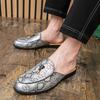 Новые мужские полушлепанцы с узором змеиной кожи, обувь для вождения, мужские повседневные мюли, мокасины, дышащие лоферы, zapatos hombre