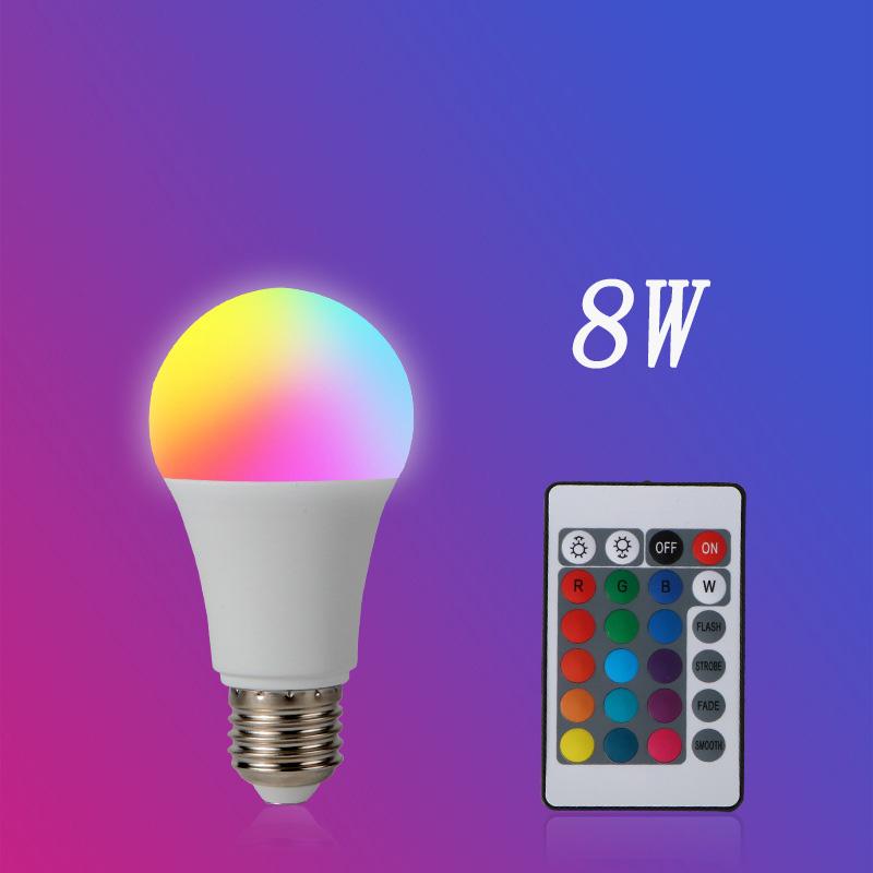 16 цветов RGB лампа LED многоцветная E27 7 Вт 8 Вт 9 Вт AC220V бытовое освещение диммируемая пульт ДУ на 24 кнопки атмосферный неоновый свет