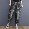 Большие размеры Винтажные цветочные высокая талия повседневные свободные женские джинсы весна лето осень деним широкие брюки
