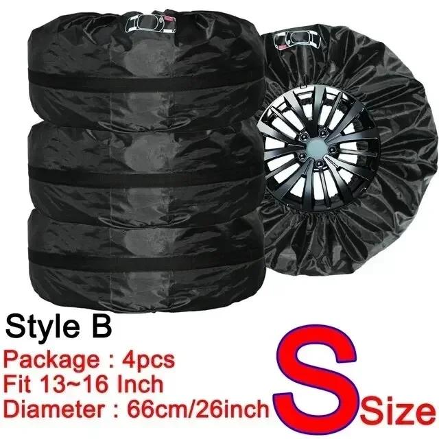 AD Universal 4Pcs Spare Tire Cover Case Polyester Car Tyre Storage Bags Automobile Tyre Accessories Auto Vehicle Wheel Protector