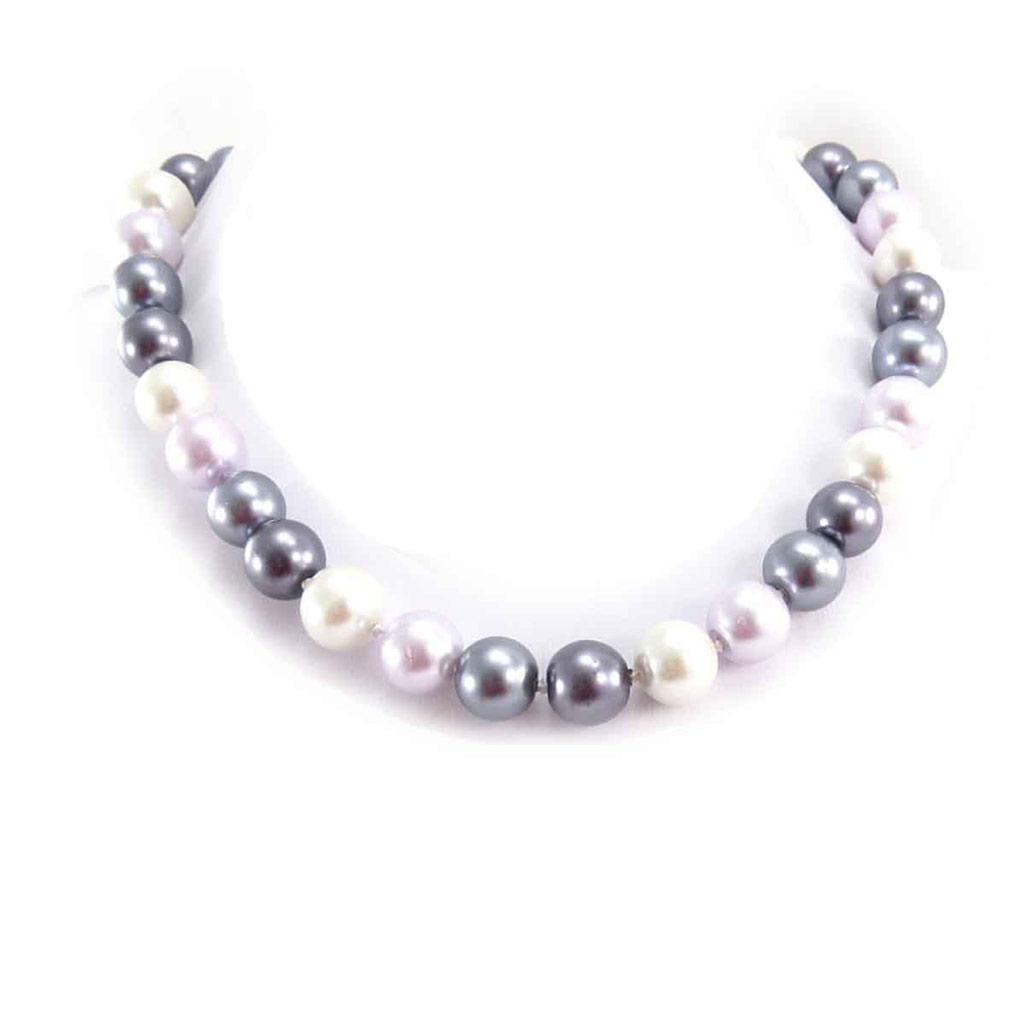Les Trésors De Lily [J8099] - Колье Perla цвета слоновой кости сиренево-серого цвета (12 мм)