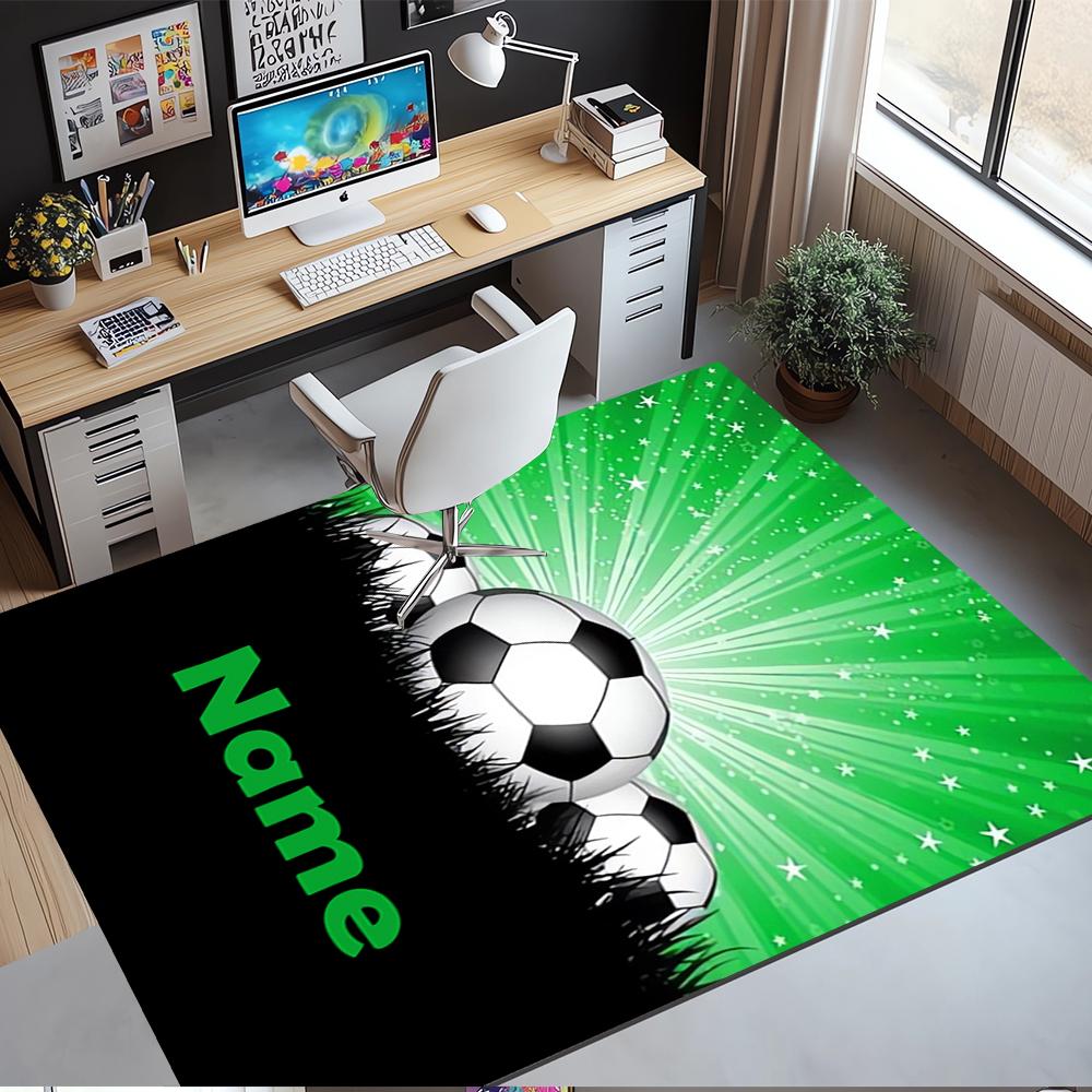 Custom Name Soccer Printed Carpet,Rug for Office Chair Living Room Bedroom Kitchen Room Decor Gifts.