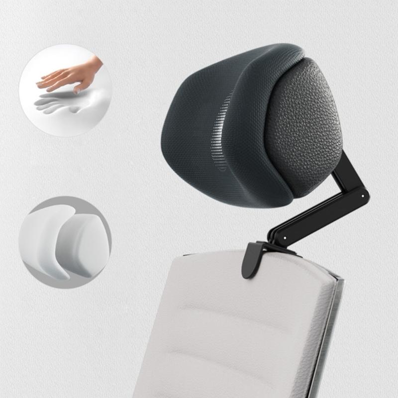 Эргономичная подушка для шеи для офисных кресел Съемное крепление для подголовника С сердечниками из пены с эффектом памяти Регулируемая высота Под углом