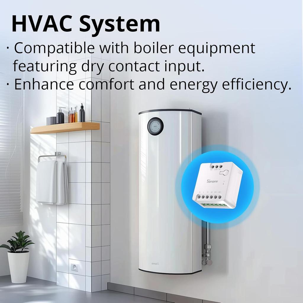 Умный переключатель SONOFF WiFi Mini-D с поддержкой Matter, Автоматизация дома, Выход с сухим контактом, Поддерживает вход AC или DC, Совместим с Alexa и Google Home, для Гаража