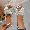 Women Slippers New Bow Flower Fashion Sandals Summer Casual Linen Slippers Women Beach Comfortable Shoes Home Slides Women