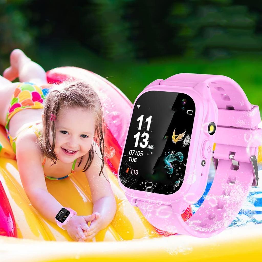 Kids Smartwatch IP67 Waterproof Color Touchscreen Boy Girl Watch with 26 Games Music Video Camera Al