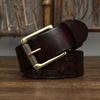 3.8Cm Wide Washed Retro Old Trend Woven Belt Men'S Genuine Leather Pure Cowhide Woven Copper Buckle Belt
