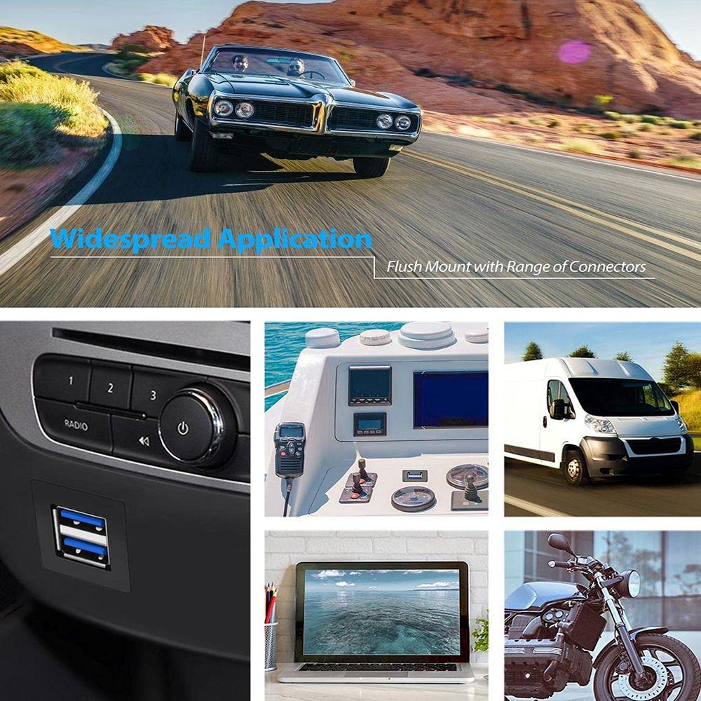 3-футовый квадратный удлинительный кабель USB 3.0 для приборной панели автомобиля с двумя портами и скрытым монтажом