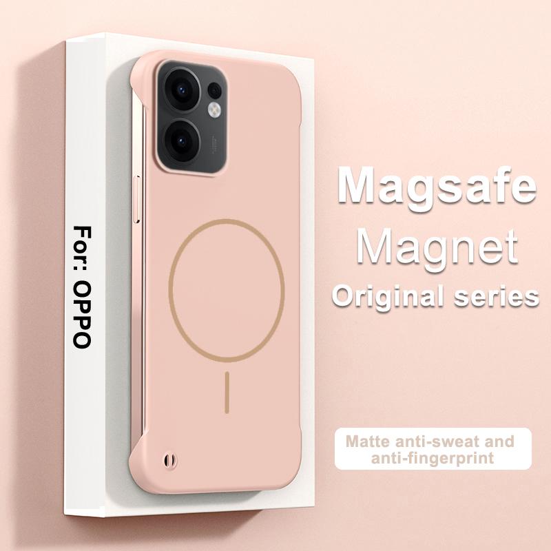 Безрамочный противоударный чехол Magsafe для Reno 13F 12 Pro 12F, Жесткий ПК, Ультратонкий, Матовый, Задняя крышка для беспроводной зарядки, Для бампера