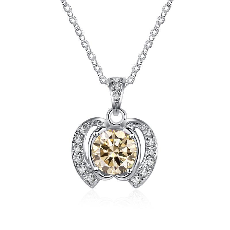 Bague Ringen Трендовое женское круглое ожерелье из муассанита весом 1 карат, подвеска в форме яблока, цепочка на ключицы, серебро 925, ювелирные изделия на Рождество