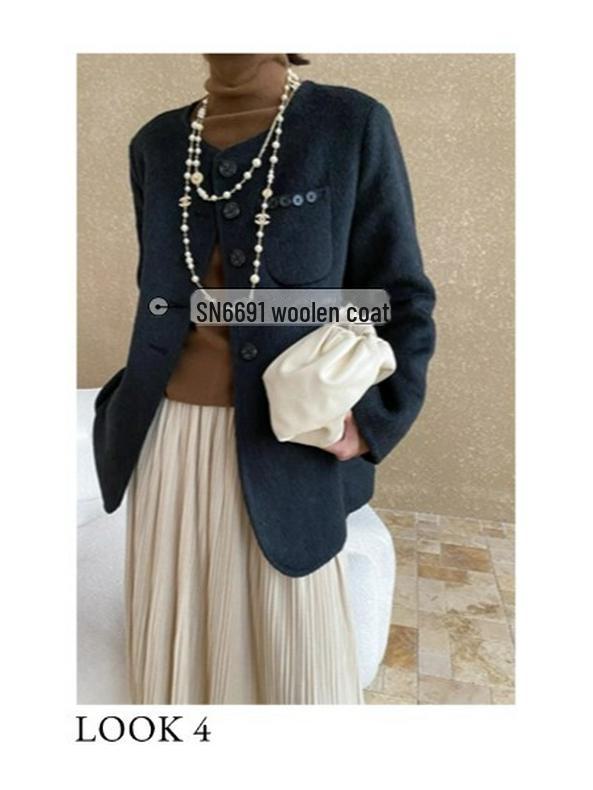 Синан Шерстяной Свитер с Высоким Воротником Универсальный Приталенный SN6661