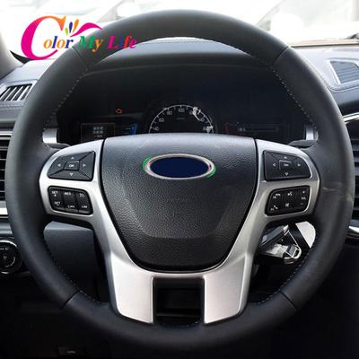 Наклейки на руль автомобиля из нержавеющей стали с логотипом и круглой отделкой для Ford Everest Explorer Ranger 2015-2022