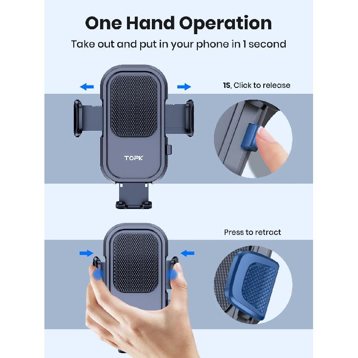 TOPK Car Phone Holder Mount for IPhone[Powerful Suction] Phone Mount for Car Dashboard Car Accessories Automobile for Smartphone