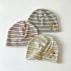 Colored button striped knitted stack hat women's thin sweet wind versatile cold hat showing face small bag head hat