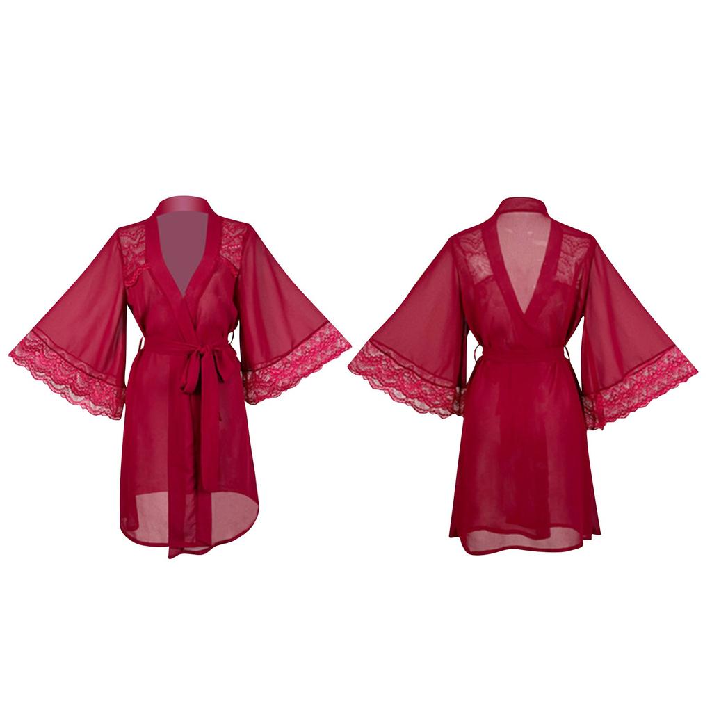 Personalized Custom Lace New  Pajamas Silk Imitation Silk Cardigan Robe Summer