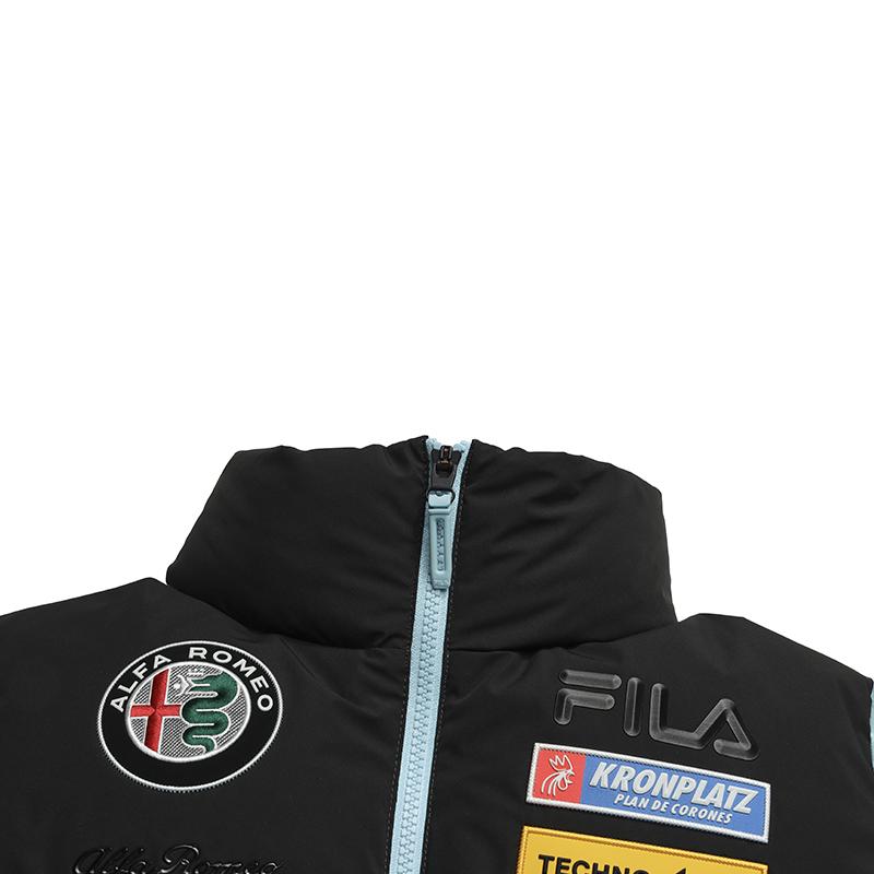 Fila Лыжная серия 4810 Пуховик из гусиного пуха Snow Peak Модный Персонализированный Защитный Теплый Комбинированный Пуховик со стойкой воротником для лыжного спорта A11W546921FLB