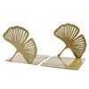 Stylish L-shaped Folding Bookends Hollow Out Metal Book Rack Ginkgo Leaf Bookshelf Office Desktop