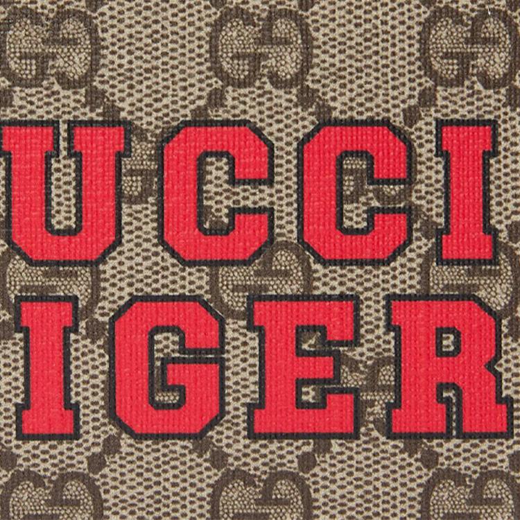 Gucci Винтажный Кошелек С Принтом Логотипа Складной Холст И Кожа Мужской Кошелек Эбеново-Коричневый 671652-US7EC-9396