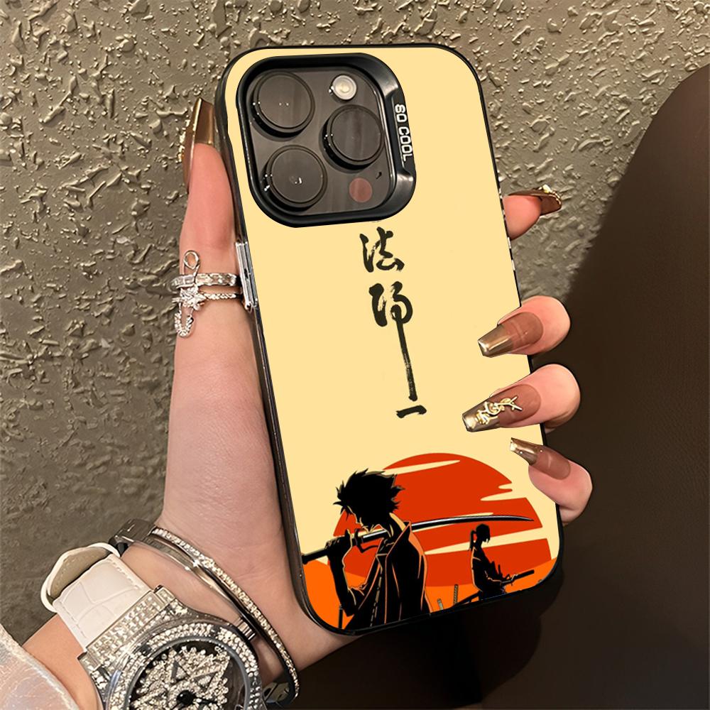 S-Samurai C-Champloo Anime Phone Case For iPhone 16,15,14,13,12,11,Pro,Max,Plus,Mini,XS,SE Anti Fall Black Matte Hard Bumper