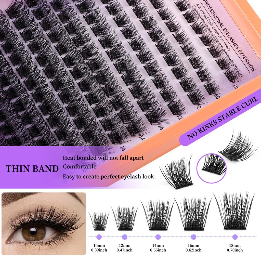 Single Cluster C Curl False Eyelashes Natural Thick Diy Segmented 10-18Mm Eyelashes