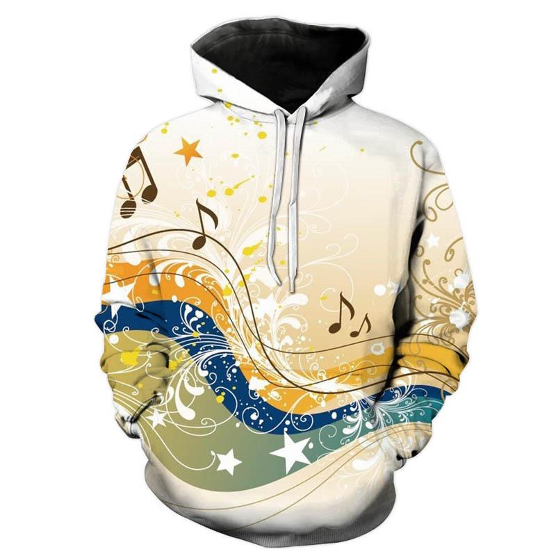 Musical Note 3d Printed Hoodie Men and Women Street Casual Cool Fashion Pullover