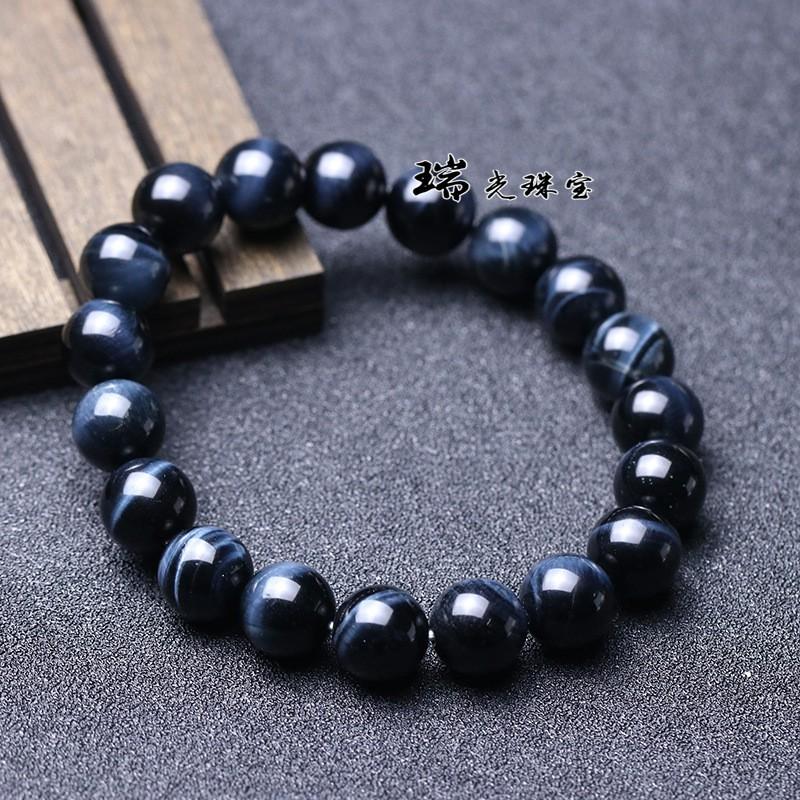 Natural Blue Tiger Eye Bracelet 5A Grade Mens Crystal Jewelry Fashion Accessory