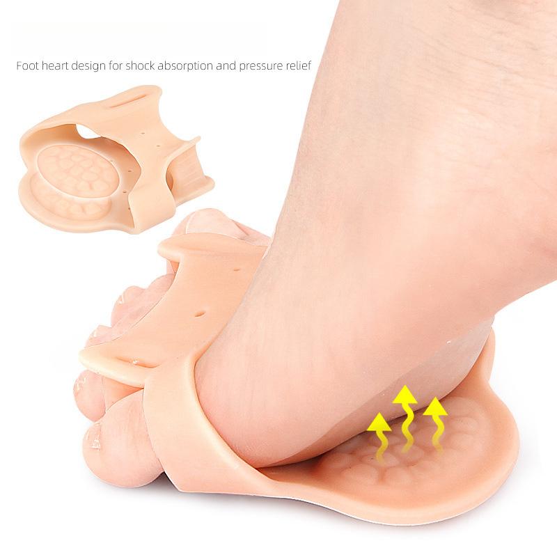 Double-hole Toe Splitter, Thickened Sole, Soft Shock Absorption and Pressure Relief Massage Forefoot Half-yard Pad, Hallux Valgus Orthosis