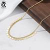 ORSA JEWELS Настоящее стерлинговое серебро 925 пробы Круглая подвеска-диск на цепочке для женщин Простая цепочка Шопен Вечеринка Женский чокер Украшение GAN13