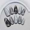 30Pcs Cat-Eye Fake Nails Starry Glitter Irregular Almond Shape Fake Nails for Women