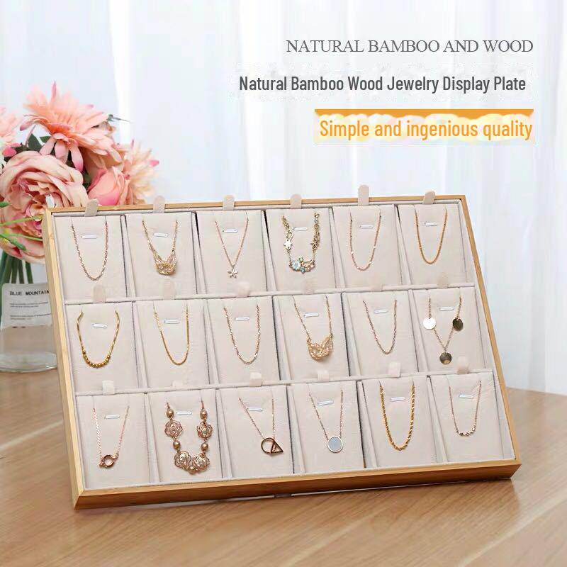 Подставка для ювелирных изделий из бамбукового дерева для ожерелий и сережек