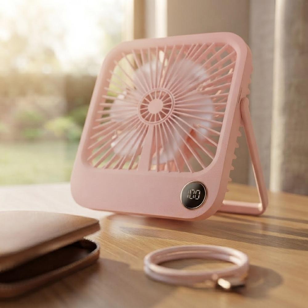 Desk fan, W30, with adjustable stand, pink