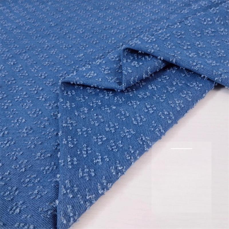 Washed Pure Cotton Denim Jacquard Fabric Vintage Crochet for Diy Sewing Jacket Shirt Dress Clothing Design Fabrics Cloth