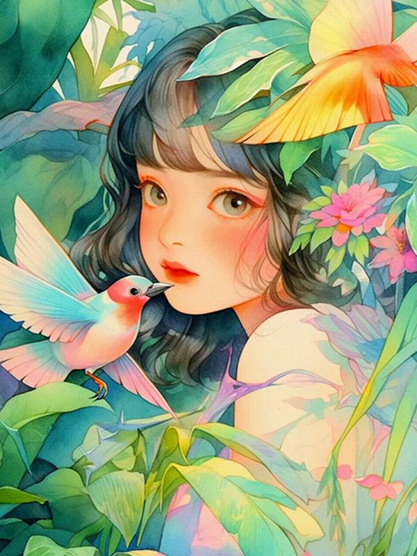 Алмазная картина с изображением девушки из мультфильма, новые поступления, Diy, полная квадратная круглая дрель, стразы, вышивка, цветы и птицы, мозаика, наборы для вышивки крестом, декор стен