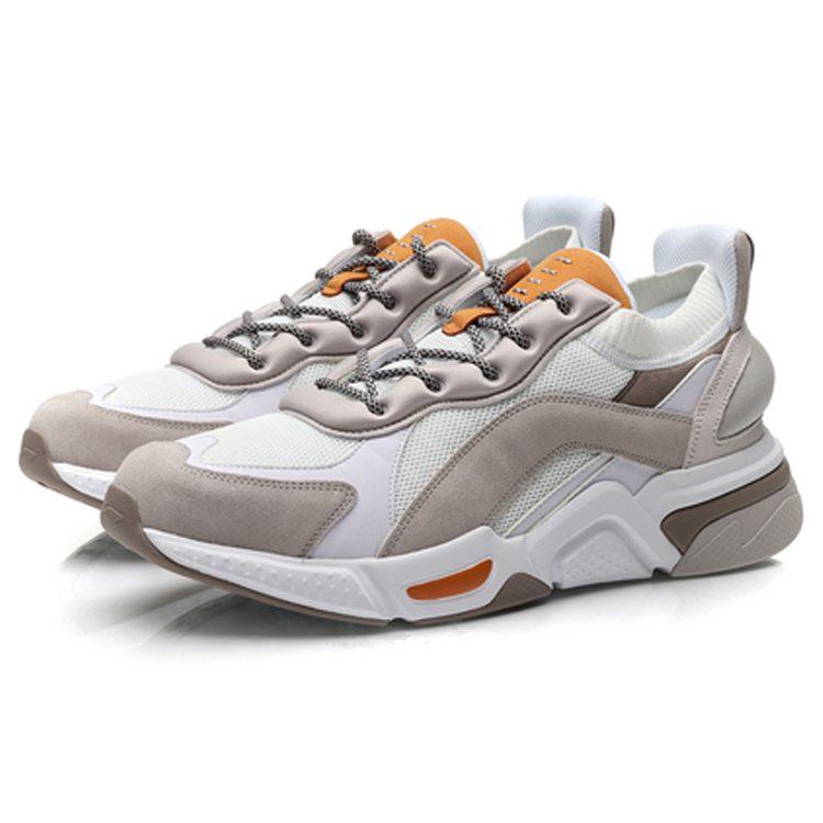 Li Ning Модные нескользящие легкие низкие повседневные кроссовки мужские Серебристый Рыбий Серый AGLP125-4