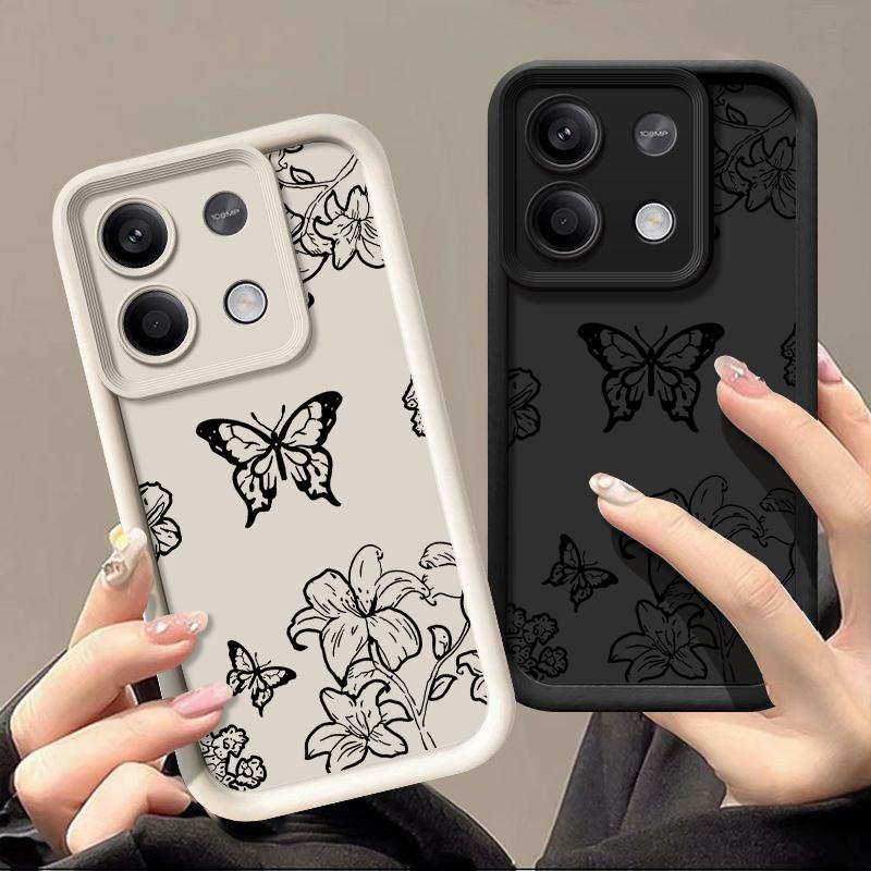 Fashion Butterfly Flower Pattern Phone Cover For Xiaomi 13T Pro 11T Poco F6 X6 Pro M6 Pro Redmi Note 13 Pro 12 4G 11 10 Pro Max Soft Shockproof Case
